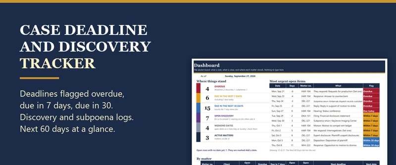 Case Deadline and Discovery Tracker