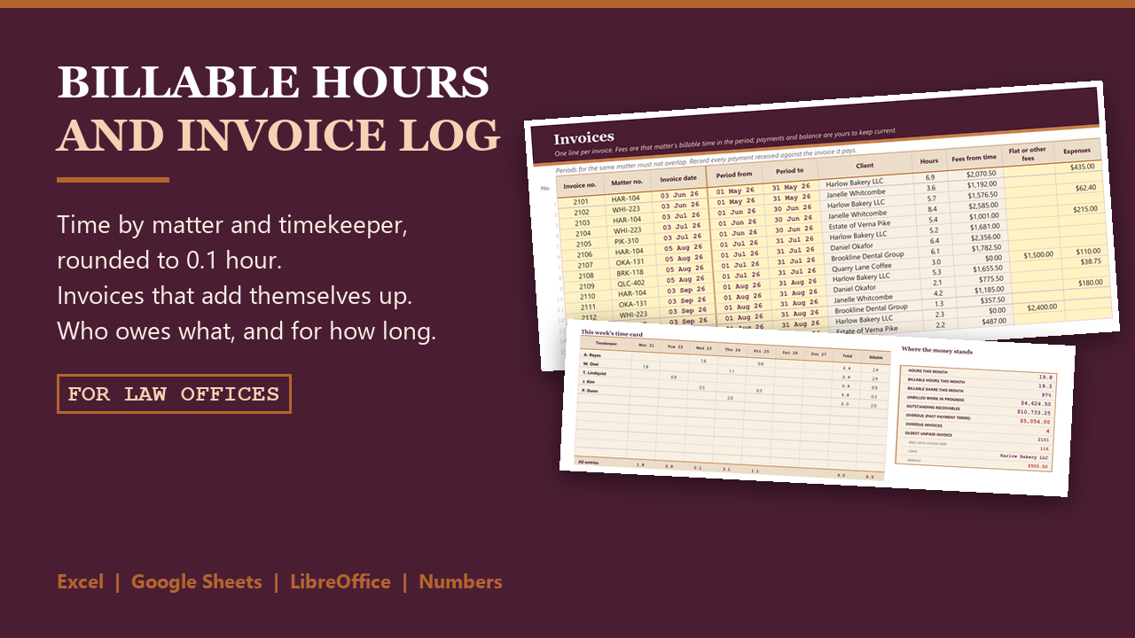 Billable Hours and Invoice Log cover