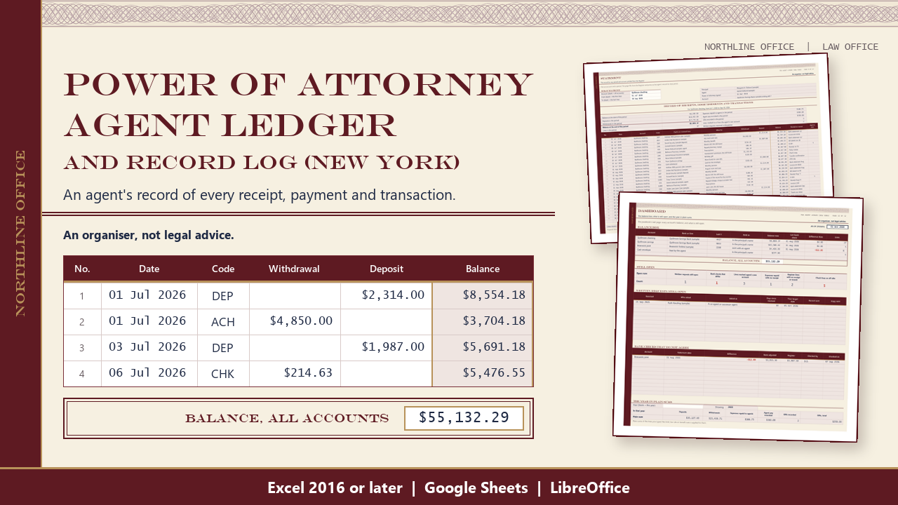 Power of Attorney Agent Ledger and Record Log (New York) cover